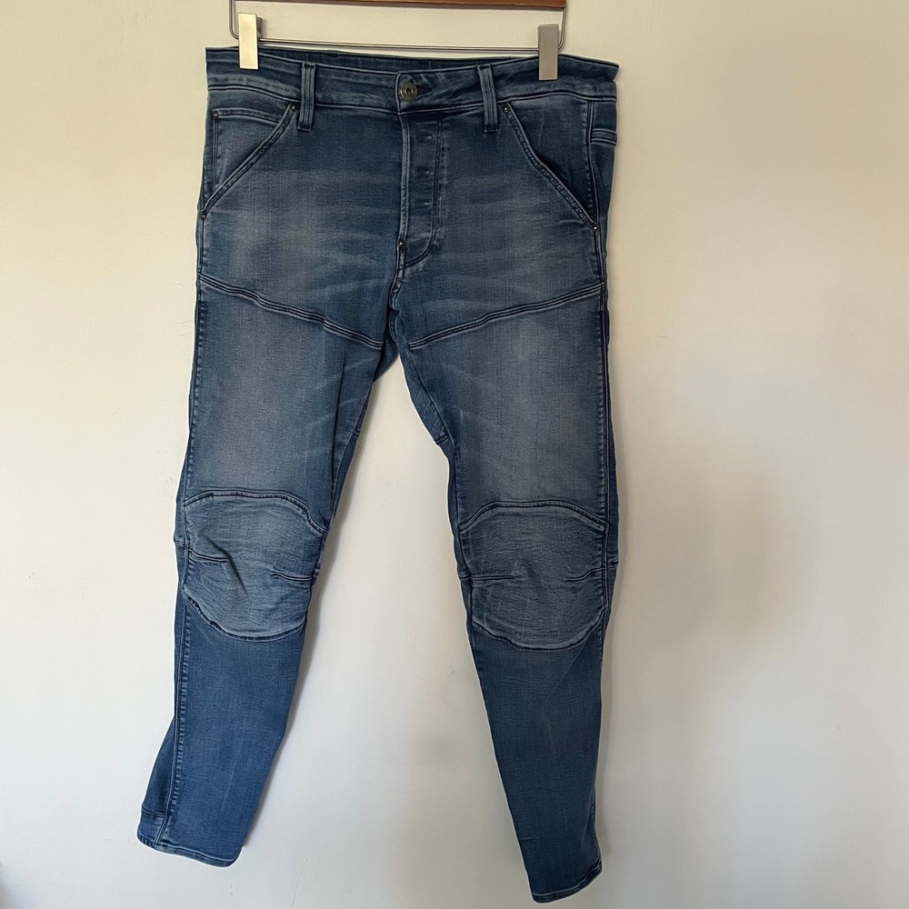 G-Star RAW 5620 3D Slim Elwood Jeans Blue Medium Wash Moto Denim 32x31